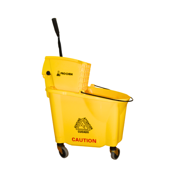 CARRO CON EXPRIMIDOR DE 36 LITROS AMARILLO PROCHEM(690858329769)