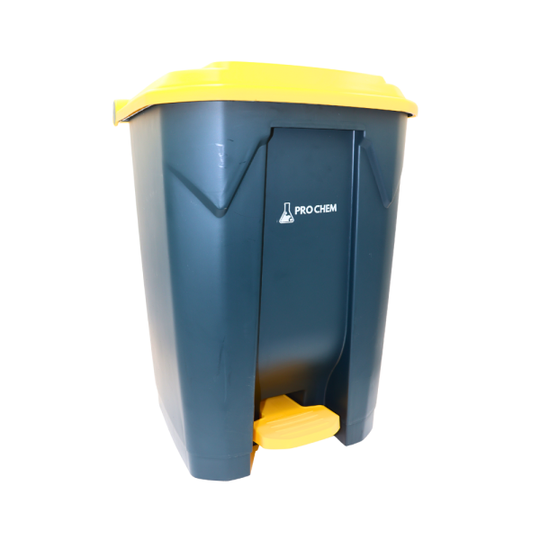 BASURERO GRIS CON TAPA AMARILLA 50 LT