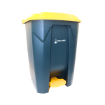 BASURERO GRIS CON TAPA AMARILLA 50 LT