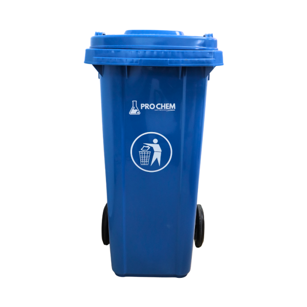 F-BASURERO AZUL DE 120 LT CON RUEDAS