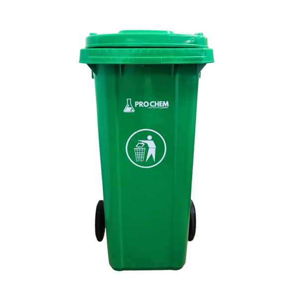 F-BASURERO VERDE DE 120 LT CON RUEDAS