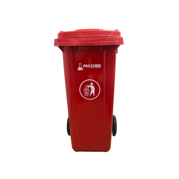 F-BASURERO ROJO DE 120 LT CON RUEDA