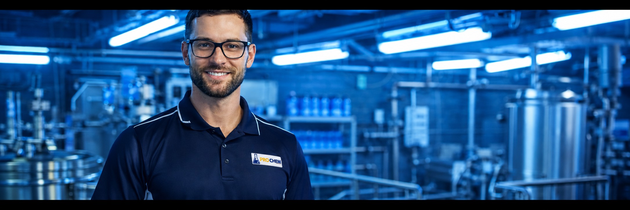 Técnico de Pro Chem en una instalación industrial